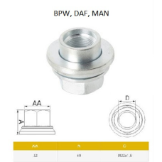 Гайка колеса з шайбою MAN, DAF, BPW, IVECO, MERCEDES