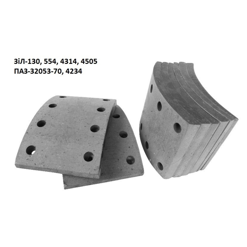 Накладка гальм ЗіЛ, ПАЗ дизель, задня, сверд. 200х140