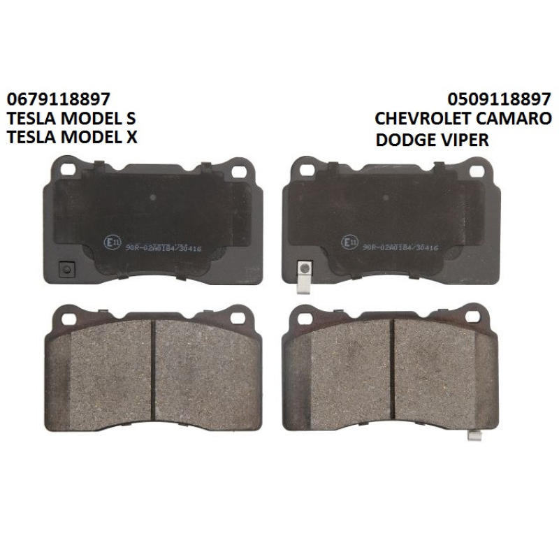 Колодки передні TESLA MODEL S, MODEL X; CADILLAC ATS; CHEVROLET CAMARO; DODGE VIPER; FORD GT; OPEL ASTRA J 03-