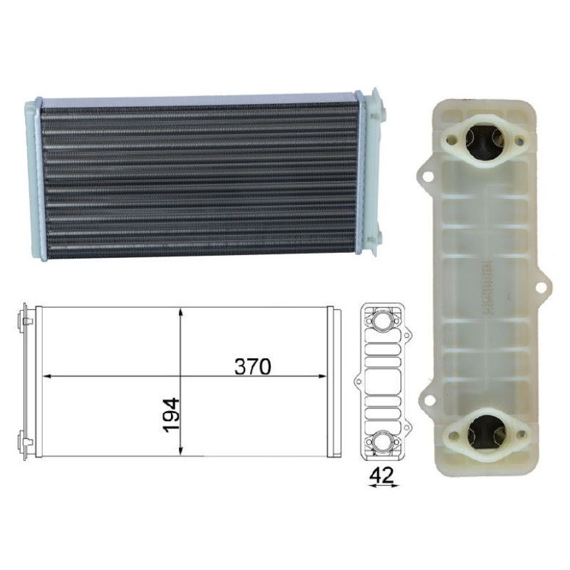 Радіатор пічки DAF 65 CF, 75 CF, 85 CF, CF 65, CF 75, CF 85, 95 XF, XF 95, XF 105  97-