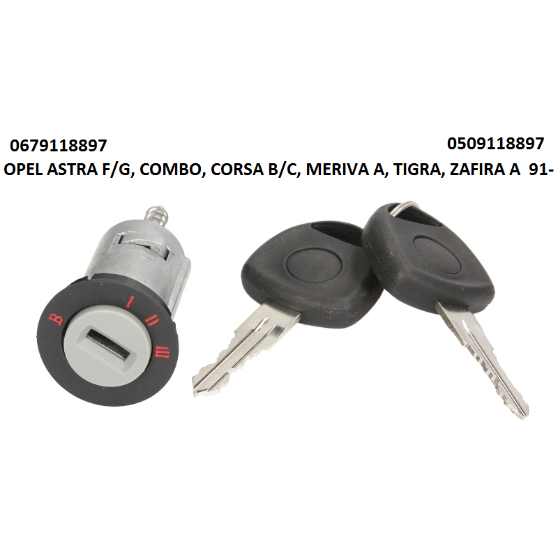 Замок запалювання (секрет) з ключами OPEL ASTRA F/G, COMBO, CORSA B/C, MERIVA A, TIGRA, ZAFIRA A  91-